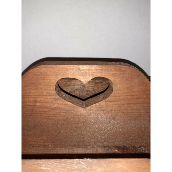 Vtg 1980's Boho Handmade Rustic Solid Wood Rectangle Caddy Tote Brown Painted - Picture 2 of 11